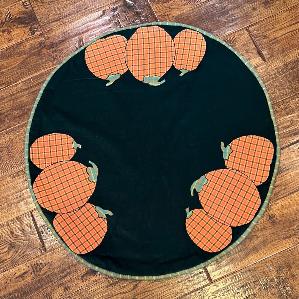 Hand Crafted Green and Orange Pumpkin Decor Table Topper
